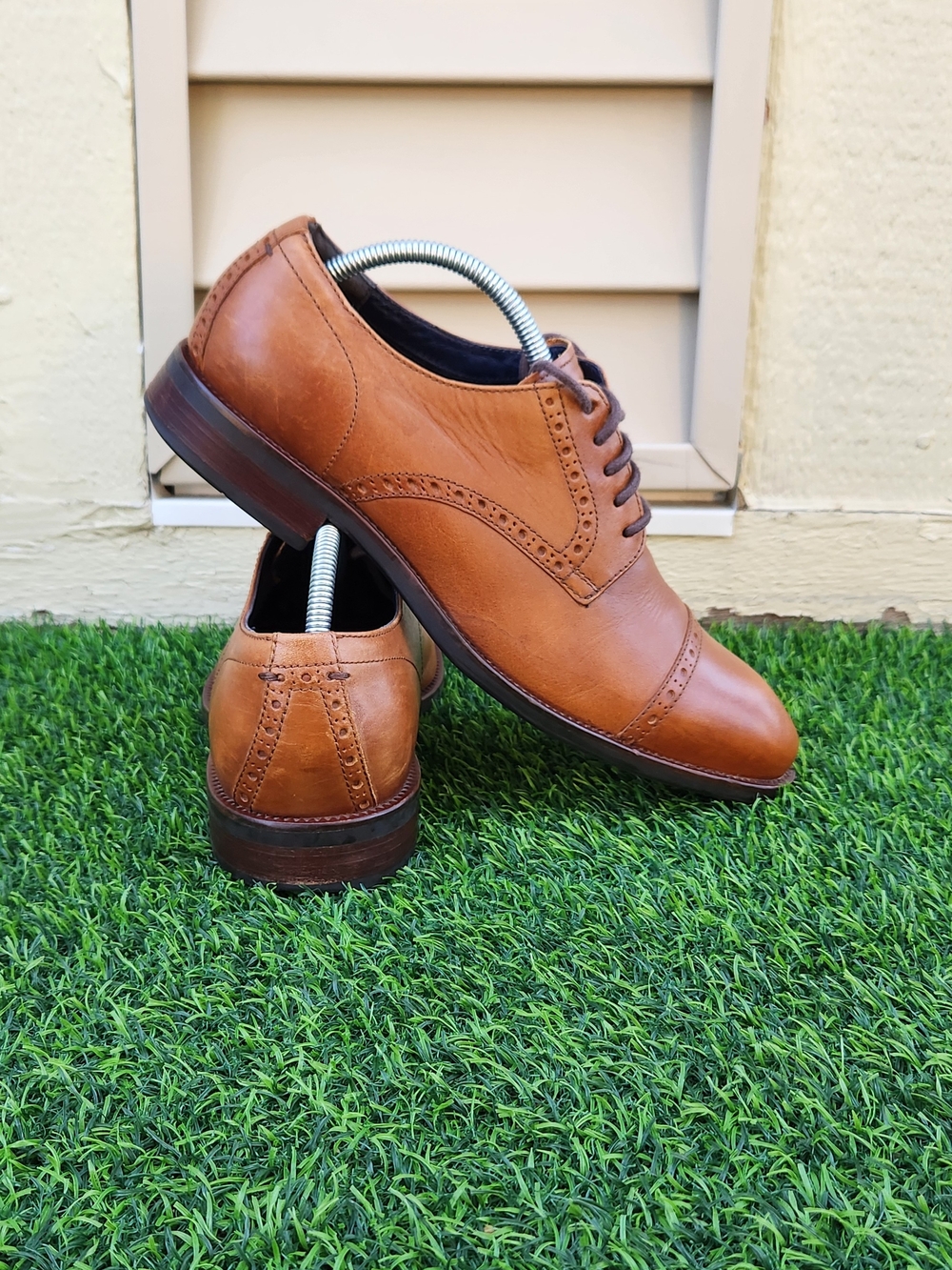 Cole Haan Brown Leather Cap Toe Dress Casual  Oxfords Shoes Men's Size 9.5